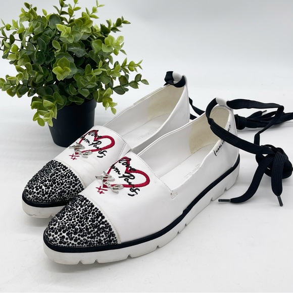 Karl Lagerfeld Shoes - Karl Lagerfeld Carma Platform Sneaker Loafer Size 9.5 Removable Lace Sequins